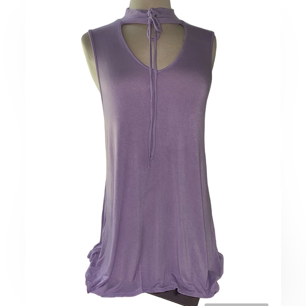 Andree by Unit blouse open front with high neckline that ties sleeveless Sz LG